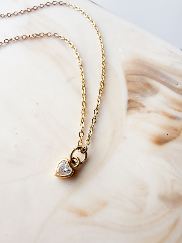 【ifumé】送料無料！極小ひと粒ハートのネックレス サージカルステンレス SV925 2枚目の画像