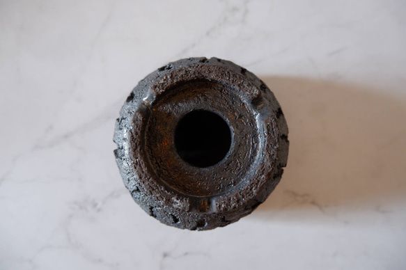 4号黒金彩裂紋鉢292　塊根植物　多肉植物　アガベ　盆栽　植木鉢　作家鉢　鉢皿　沖縄 7枚目の画像