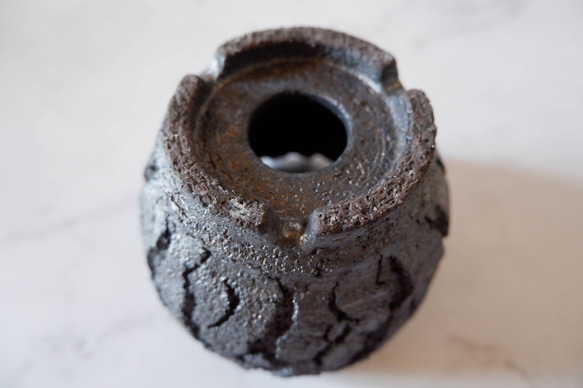 4号黒金彩裂紋鉢292　塊根植物　多肉植物　アガベ　盆栽　植木鉢　作家鉢　鉢皿　沖縄 6枚目の画像