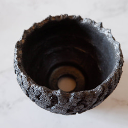 4号黒金彩裂紋鉢292　塊根植物　多肉植物　アガベ　盆栽　植木鉢　作家鉢　鉢皿　沖縄 4枚目の画像