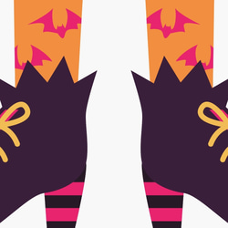 アートポスター ハロウィン 黒猫 魔女 クモの巣 モノトーン×オレンジ 北欧風 シンプルモダン3枚セット6711 5枚目の画像