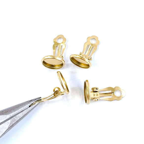 ess180-2 [10個裝] 約10毫米碗狀夾式耳環，金色，316L醫用不鏽鋼 第2張的照片