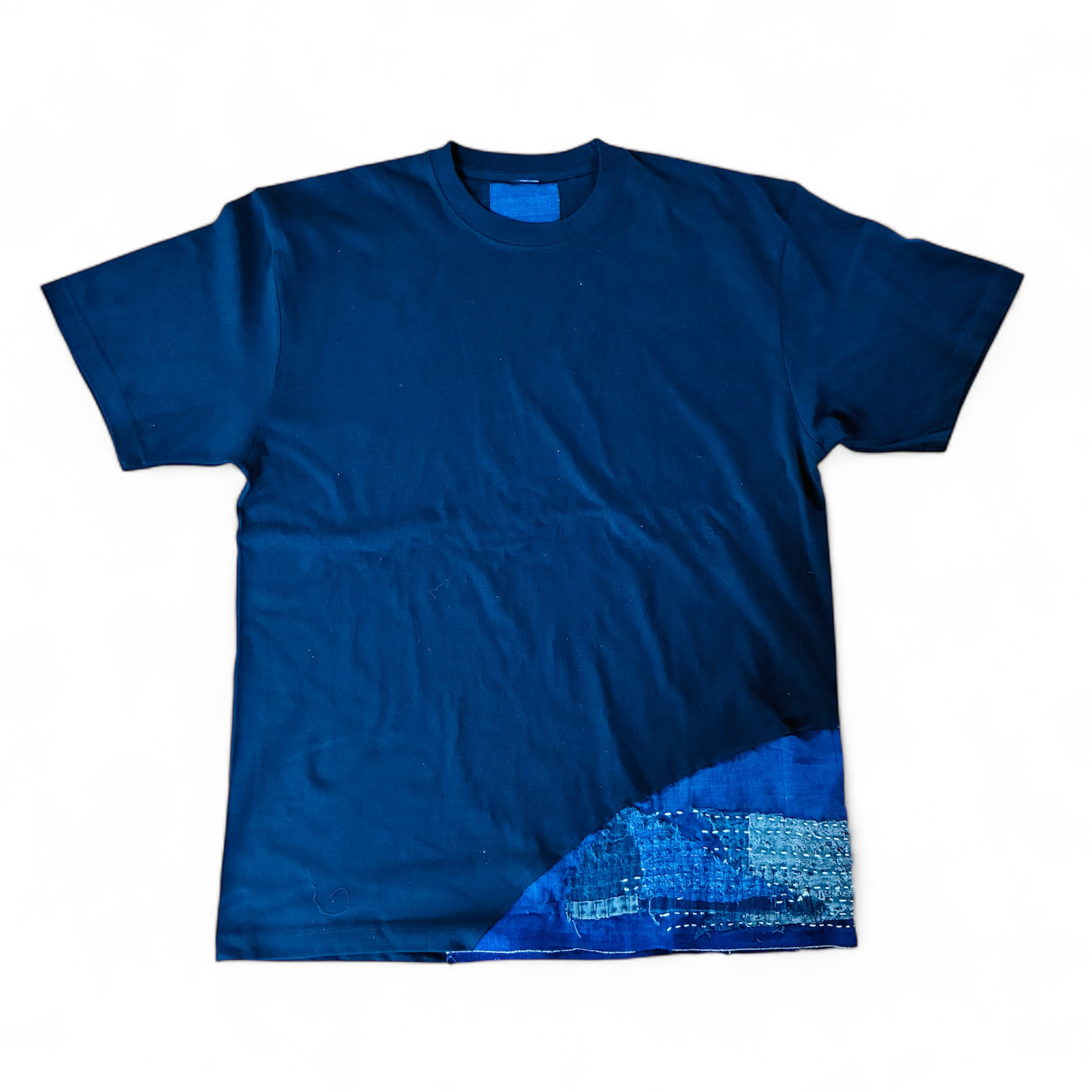 Indigo Patchwork Tee – Reborn from Vintage JP Fabric XL 3