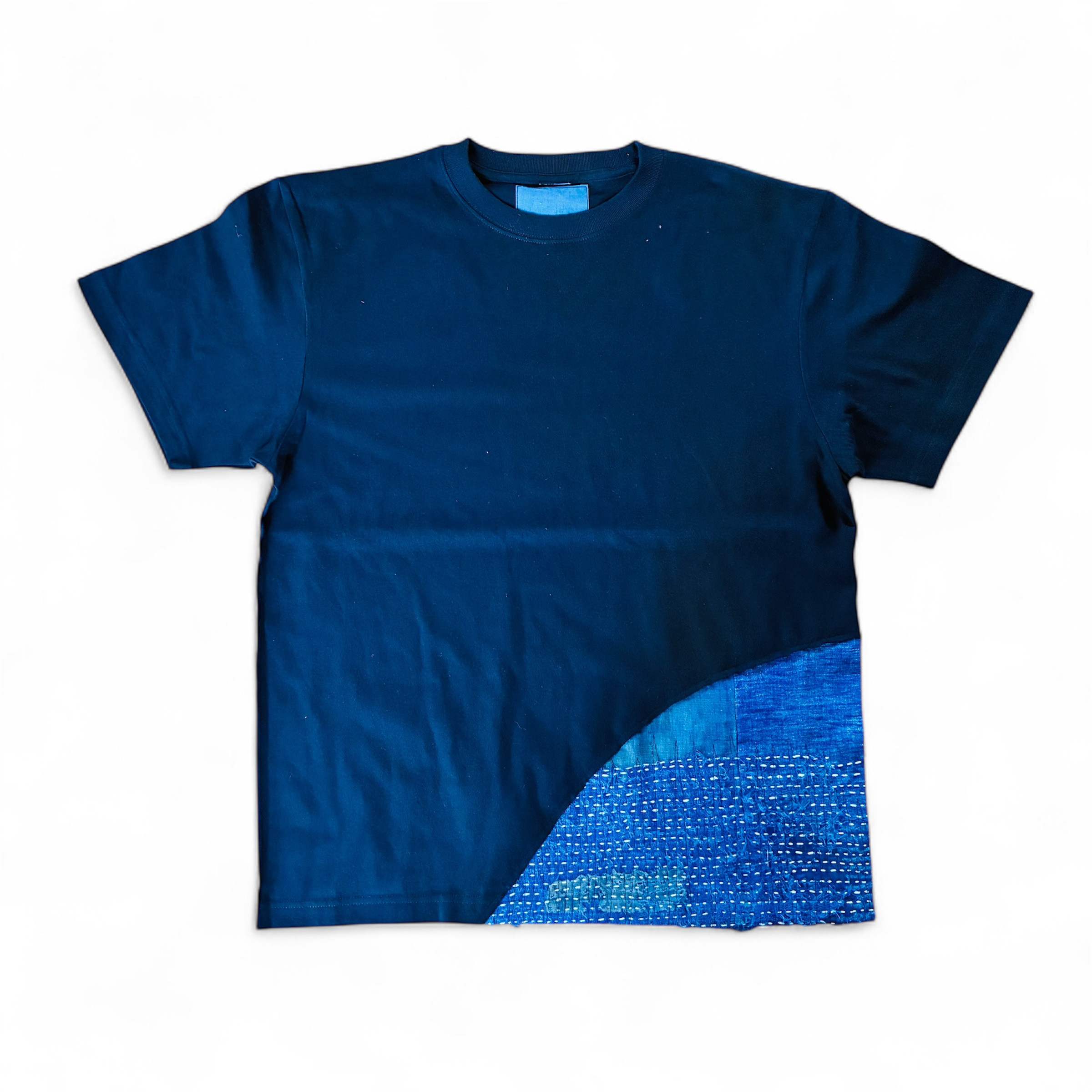 Indigo Patchwork Tee – Reborn from Vintage JP Fabric L 2