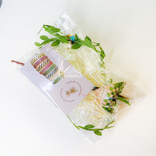 ラウハラ編み ミニアンスリウム ヘアピック かんざし ハワイ