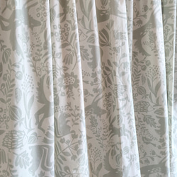 【一点物】幅広コットンの間仕切り、カーテン 縦約170～188cm×横約148cm(北欧風動物柄)『Creema限定』 2枚目の画像