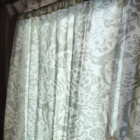 【一点物】幅広コットンの間仕切り、カーテン 縦約170～188cm×横約148cm(北欧風動物柄)『Creema限定』 5枚目の画像