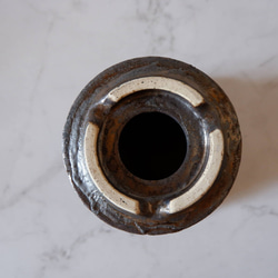 4.5号燻し金彩線彫り鉢296　塊根植物　多肉植物　盆栽　植木鉢　作家鉢　鉢皿　沖縄 7枚目の画像