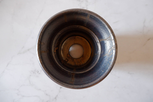 4.5号燻し金彩線彫り鉢296　塊根植物　多肉植物　盆栽　植木鉢　作家鉢　鉢皿　沖縄 5枚目の画像