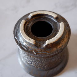 4.5号燻し金彩線彫り鉢296　塊根植物　多肉植物　盆栽　植木鉢　作家鉢　鉢皿　沖縄 6枚目の画像