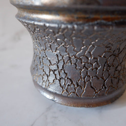 4.5号燻し金彩線彫り鉢296　塊根植物　多肉植物　盆栽　植木鉢　作家鉢　鉢皿　沖縄 1枚目の画像