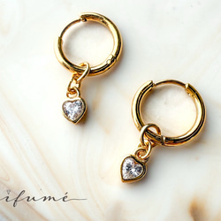 【ifumé】送料無料！極小ハートのピアス／イヤリング サージカルステンレス SV925 1枚目の画像