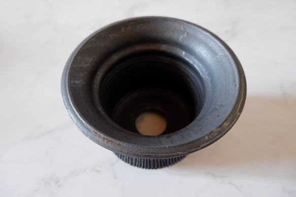 5号墨黒線彫り鉢297　塊根植物　多肉植物　アガベ　盆栽　植木鉢　作家鉢　鉢皿　沖縄 4枚目の画像