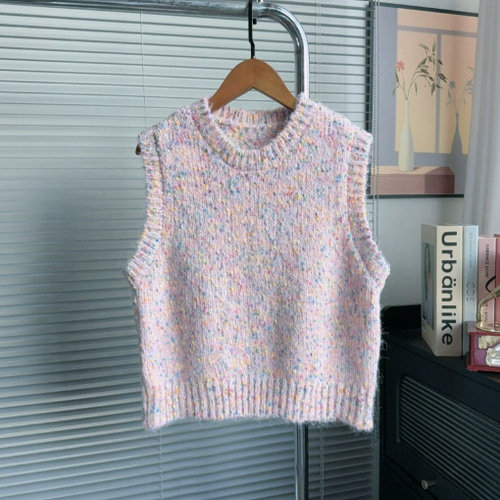 一点モノ　ハンドメイド　カラフル ニット フリンジ ベスト フリーサイズ 2色展開】Meridian カラフル フリンジ ニットベスト – 古着屋Top of