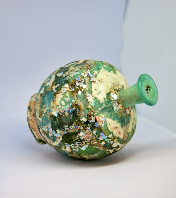 古代ガラス　ローマン銀化グラス　壺　瓶　アフガニスタン出土　紀元3～4世紀頃 300g 5枚目の画像