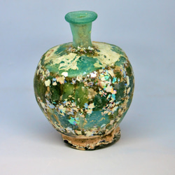 古代ガラス　ローマン銀化グラス　壺　瓶　アフガニスタン出土　紀元3～4世紀頃 300g 2枚目の画像