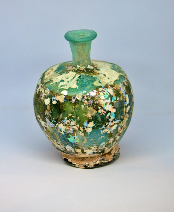 古代ガラス　ローマン銀化グラス　壺　瓶　アフガニスタン出土　紀元3～4世紀頃 300g 2枚目の画像