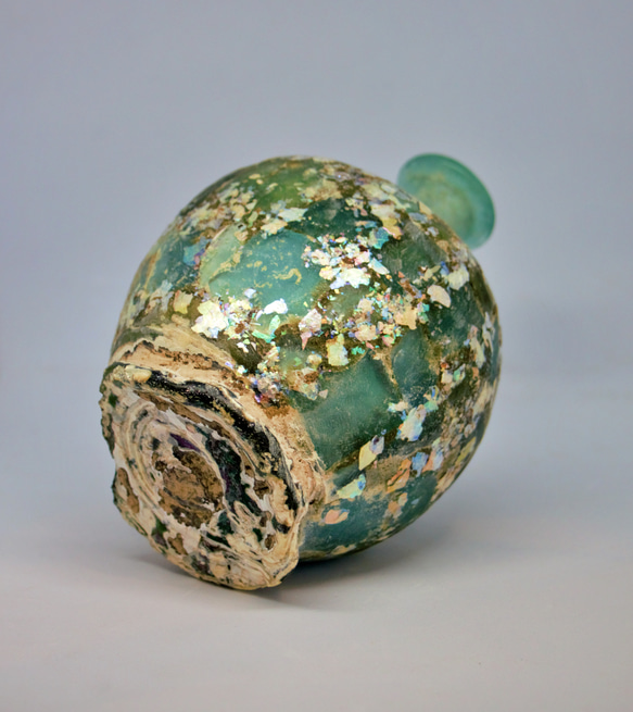 古代ガラス　ローマン銀化グラス　壺　瓶　アフガニスタン出土　紀元3～4世紀頃 300g 3枚目の画像