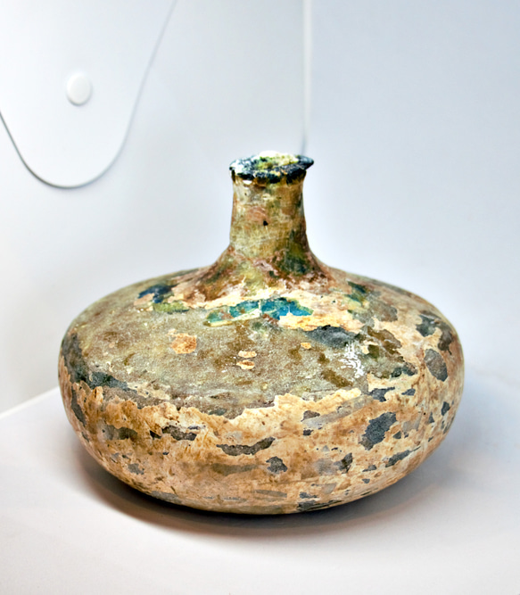 古代ガラス　ローマン銀化グラス　壺　瓶　アフガニスタン出土　紀元3～4世紀頃 373 g 6枚目の画像