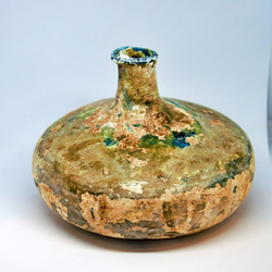 古代ガラス　ローマン銀化グラス　壺　瓶　アフガニスタン出土　紀元3～4世紀頃 373 g 1枚目の画像