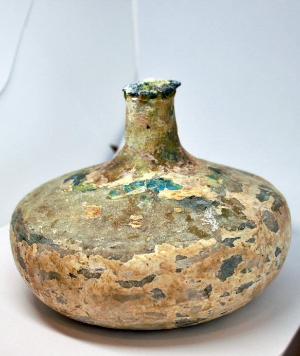 古代ガラス　ローマン銀化グラス　壺　瓶　アフガニスタン出土　紀元3～4世紀頃 373 g 5枚目の画像