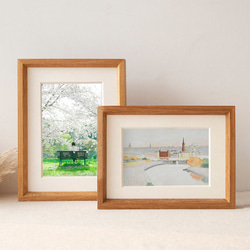 Bless - チーク材無垢材フォトフレーム｜写真立て 4×6〜A3対応｜壁掛け＆スタンド両用｜ギフトに最適 1枚目の画像