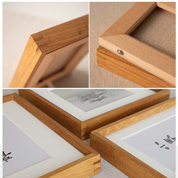 Bless - チーク材無垢材フォトフレーム｜写真立て 4×6〜A3対応｜壁掛け＆スタンド両用｜ギフトに最適 7枚目の画像
