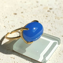 【リング】ブルーカルセドニー　7～11号　Silver925製・18KGP仕上げ　ハンドメイド 2枚目の画像