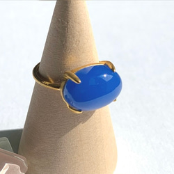 【リング】ブルーカルセドニー　7～11号　Silver925製・18KGP仕上げ　ハンドメイド 4枚目の画像