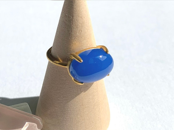 【リング】ブルーカルセドニー　7～11号　Silver925製・18KGP仕上げ　ハンドメイド 4枚目の画像