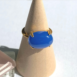 【リング】ブルーカルセドニー　7～11号　Silver925製・18KGP仕上げ　ハンドメイド 3枚目の画像