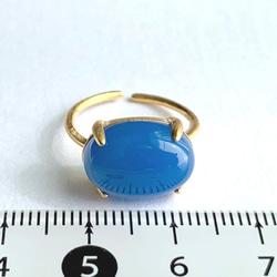 【リング】ブルーカルセドニー　7～11号　Silver925製・18KGP仕上げ　ハンドメイド 5枚目の画像