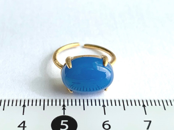 【リング】ブルーカルセドニー　7～11号　Silver925製・18KGP仕上げ　ハンドメイド 5枚目の画像