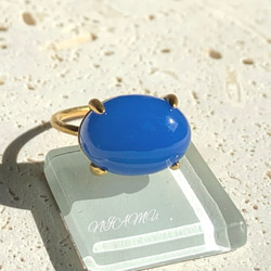 【リング】ブルーカルセドニー　7～11号　Silver925製・18KGP仕上げ　ハンドメイド 1枚目の画像