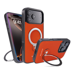 iPhone 17 ProMax ケース 本革 360度スタンド付き Qi2 MagSafe 充電