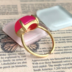 【リング】フューシャピンクカルセドニー　7～11号　Silver925製・18KGP仕上げ　ハンドメイド 4枚目の画像