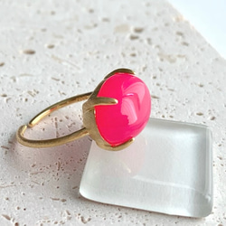 【リング】フューシャピンクカルセドニー　7～11号　Silver925製・18KGP仕上げ　ハンドメイド 3枚目の画像