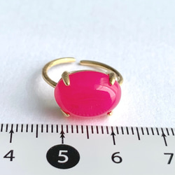 【リング】フューシャピンクカルセドニー　7～11号　Silver925製・18KGP仕上げ　ハンドメイド 5枚目の画像