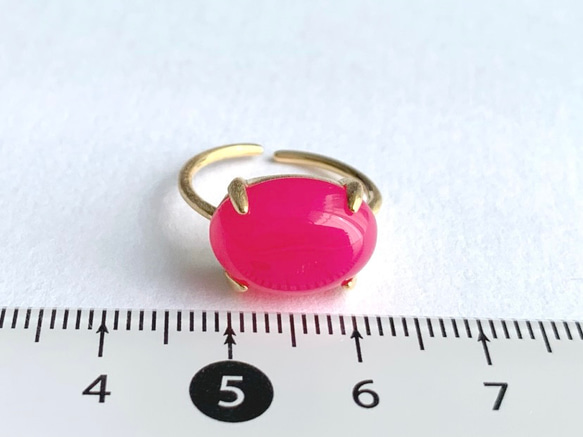 【リング】フューシャピンクカルセドニー　7～11号　Silver925製・18KGP仕上げ　ハンドメイド 5枚目の画像