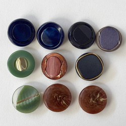 ボタン レトロ 円形 サークル ブラウン グリーン パープル 17mm～18mm 10個セット eu-131 1枚目の画像