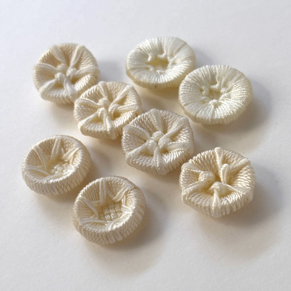 ボタン レトロ 色褪せアリ  紐 オフホワイト 19～21mm 8個セット eu-133 2枚目の画像