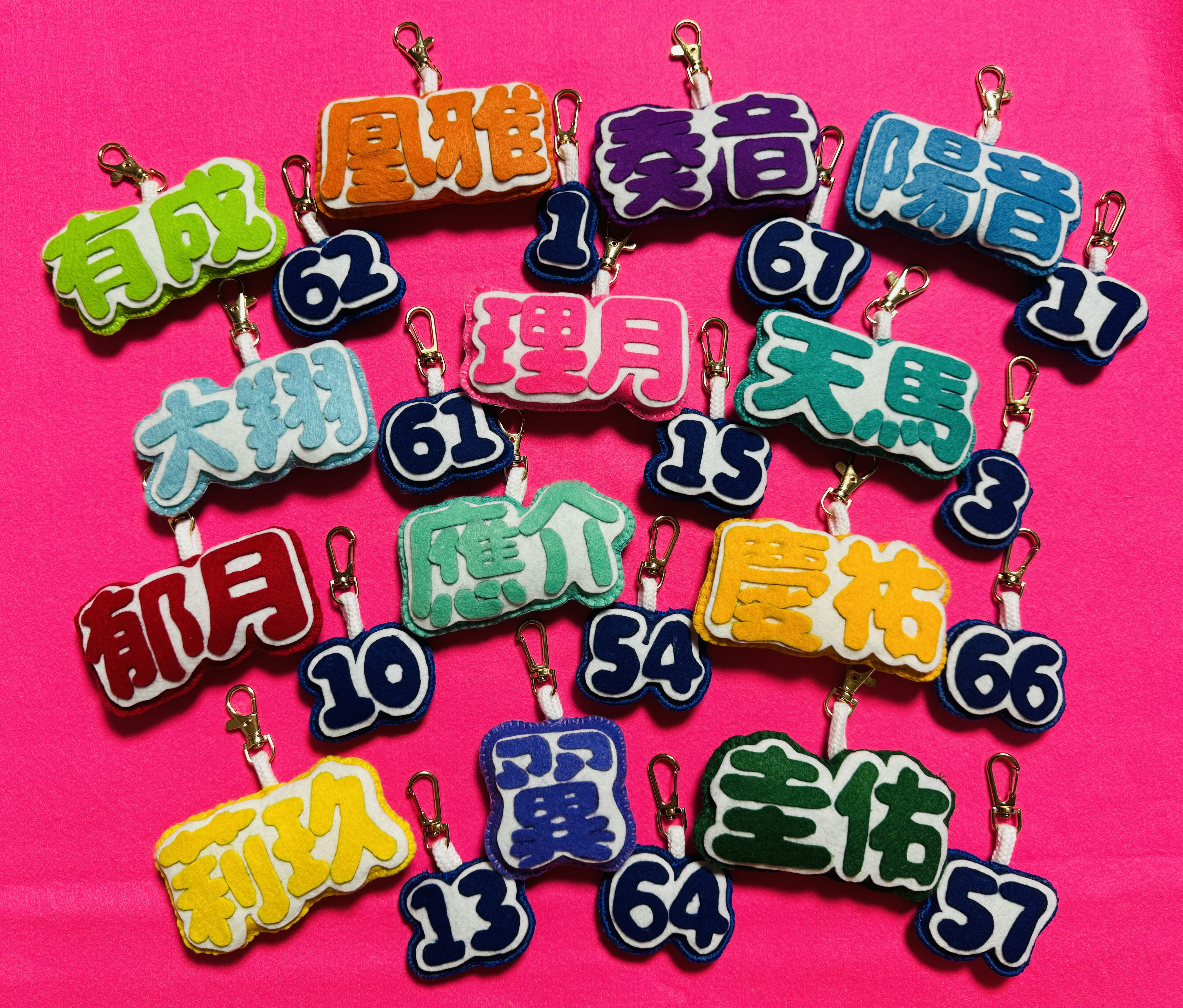 お名前　キーホルダー　ひらがなローマ字　フェルト　お守り　ハンドメイド