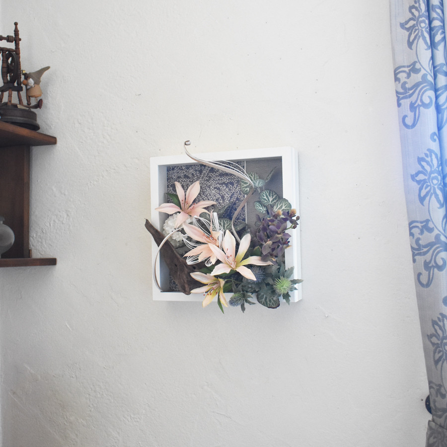 【縁の花（えにしのはな）】和モダン 2WAY フラワーフレーム「風の記憶」｜水引×流木×着物リメイク｜お祝い・贈り物