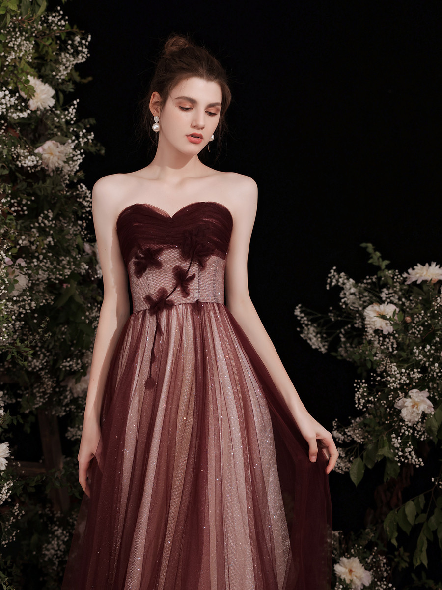 オフショルダー ウェディングドレス ワインレッド 二次会 結婚式 花嫁 前撮り パーティー 披露宴 B057