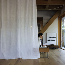 自然素材  カーテン 麻ラミー（苧麻）100％　 目隠し 間仕切り ナチュラル シンプル 2枚目の画像
