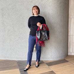 レース付きリブニット 温活あったか チクチクしない着痩せ体型カバートップス 黒【フリー】KMC-771 487872 4枚目の画像