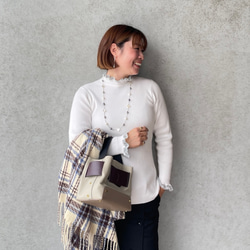 レース付きリブニット 温活あったか チクチクしない着痩せ体型カバートップス 白【フリー】KMC-771 191520 1枚目の画像