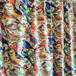 【一点物】希少なUSAコットンの間仕切り、カーテン 縦約132cm×横約108cm(野鳥柄)『Creema限定』 2枚目の画像