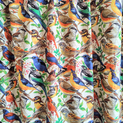 【一点物】希少なUSAコットンの間仕切り、カーテン 縦約132cm×横約108cm(野鳥柄)『Creema限定』 3枚目の画像