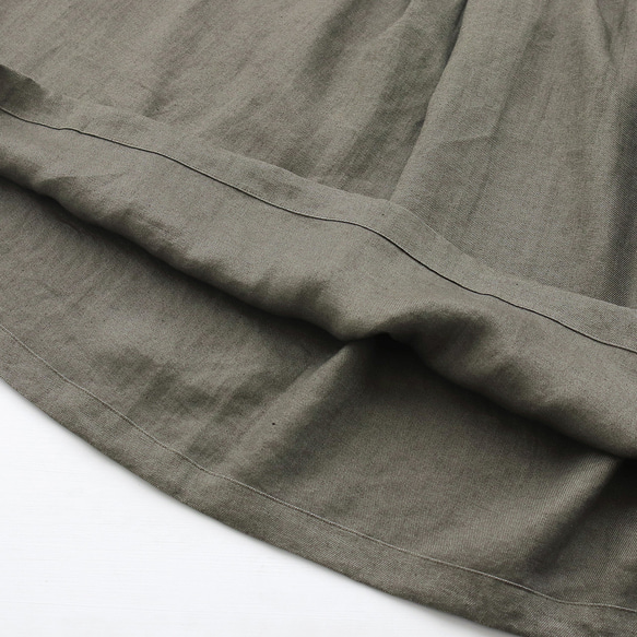 広がりすぎない大人のフレアスカート ヘンプ100% （カーキグリーン）SK12 19枚目の画像
